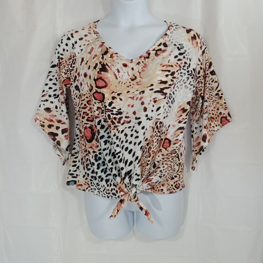 Coco's Clozet Blouse Women's Size Large Animal Print 1/2 Sleeve *